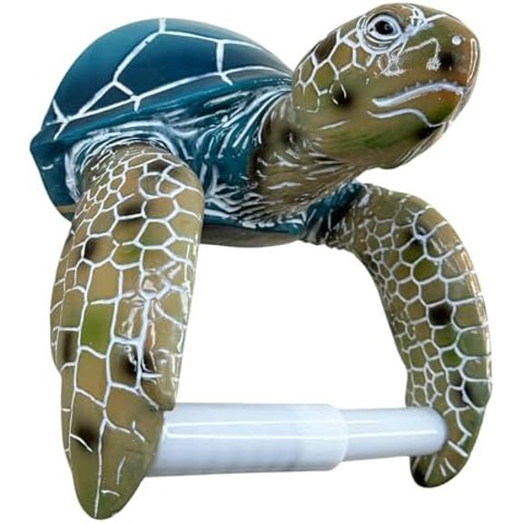 Sea Turtle Wall Mount Toilet Paper Roll Holder Premium Bright Glossy Colorful Finsh - Nautical Coastal Bathroom Decor$$Tools & Hardware Other