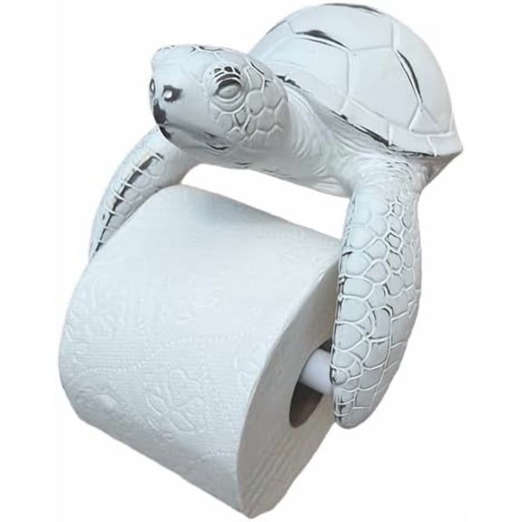 Sea Turtle Wall Mount Toilet Paper Roll Holder Rustic Beach Coastal Decor - Distressed White Finish$$Tools & Hardware Other
