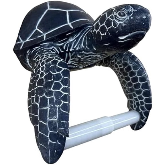 Sea Turtle Wall Mount Toilet Paper Roll Holder Rustic Nautical Dark Navy Blue/White Coastal Decor Weathered Finish$$Tools & Hardware Other