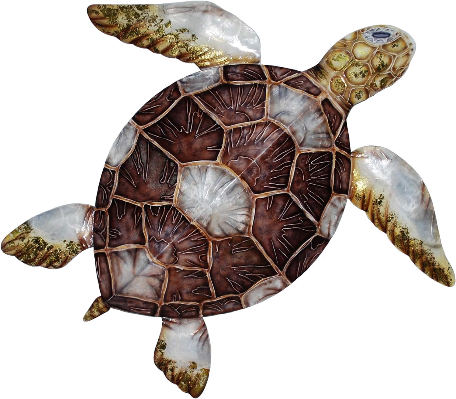 Sea Turtle Wall With Brown Checkered Shell 24 Inches Length x 4 Inches ...