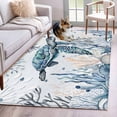 thumbnail image 1 of Sea Turtle Washable Area Rugs 4'x6', Ocean Starfish Coral Seagrass Low Pile Throw Living Room Rug Non-Slip Sturdy Edge Binding Carpet for Indoor Entryway Bedside Kitchen, 1 of 9