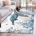 thumbnail image 1 of Sea Turtle Washable Area Rugs 4'x6', Starfish Coral Seagrass Low Pile Throw Living Room Rug Non-Slip Sturdy Edge Binding Carpet for Indoor Entryway Bedside Kitchen, 1 of 9