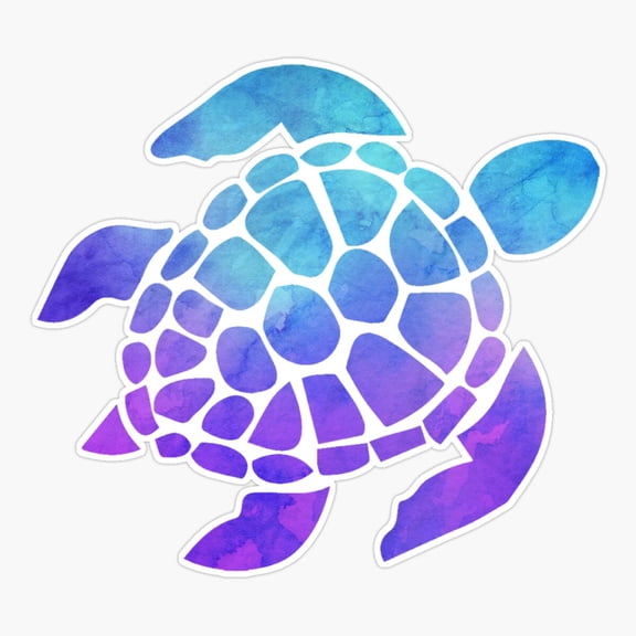Sea Turtle Watercolor Blue and Purple Sticker