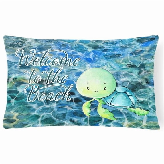 Sea Turtle Welcome Canvas Fabric Decorative Pillow - Multi-Colored