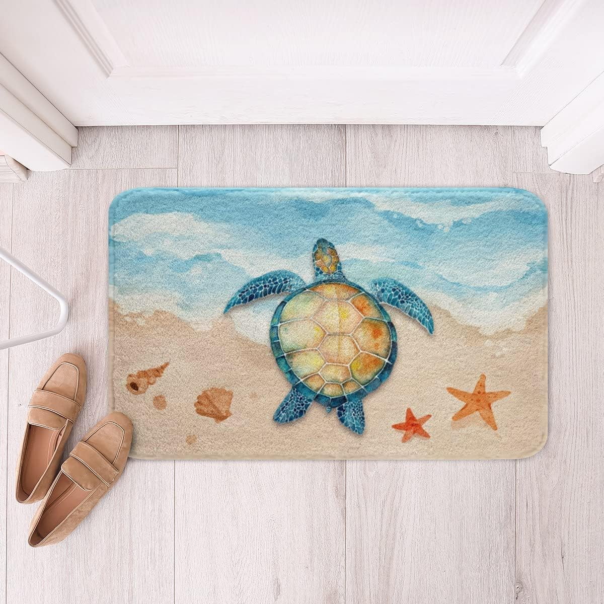 Sea Turtle Wildlife Bathroom Rugs Ocean Theme Beach Starfish Bath Mats
