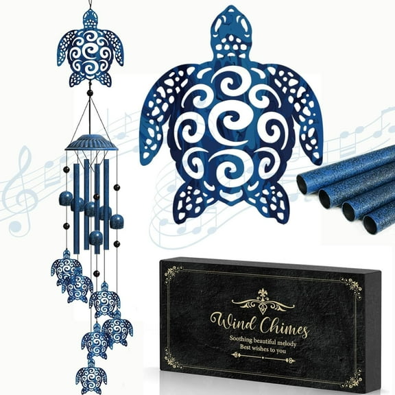 Sea Turtle Wind Chimes for Outside Hanging Metal Windchime Sea Turtle Gift for Women/Men Garden Wind Chime Patio Yard Turtles Garden Decor Sympathy Memorial Gift for Mom Turtles Lover