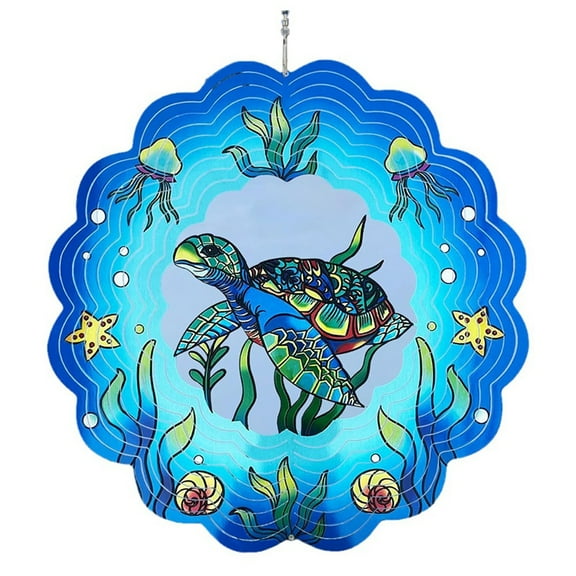Sea Turtle Wind Spinners 3D Hanging Spinner Ornament Gifts, Metal Sculpture for Home Decor