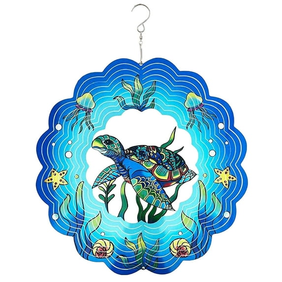 Sea Turtle Wind Spinners 3D Hanging Wind Spinner Sea Turtle Ornament Gifts for Women/Men,12inch Metal Wind Kinetic Sculpture for Outdoor&Indoor Decor, Yard Art, Garden Decoration