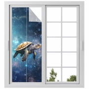 Sea Turtle Window Privacy Film, Coastal Blue Ombre Star Sky Static Cling UV Sun Blocking Heat Control Window Tint Day and Night, Non-Adhesive Reusable One Way Windows Privacy Cover 23.6x59