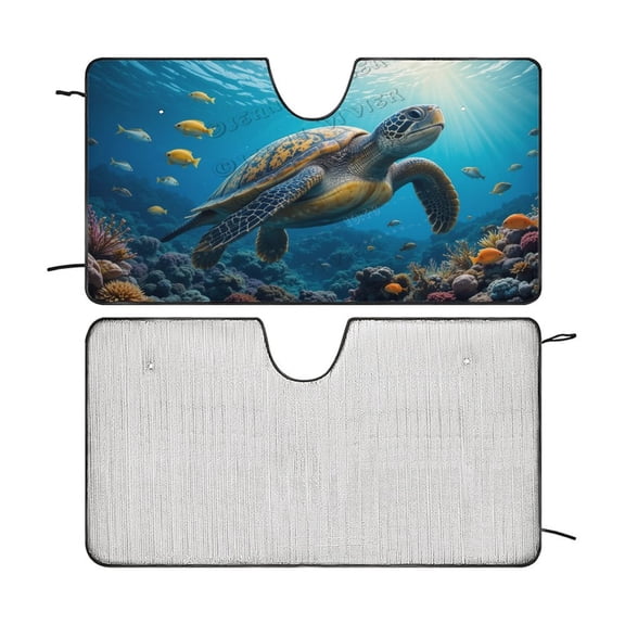 Sea Turtle Windshield Sun Shade - Fold-able Car Front Window Sunshade for Cars SUV Truck - Heat Blocker Visor Protector Blocks Keeps Your Vehicle Cool 51"x28"