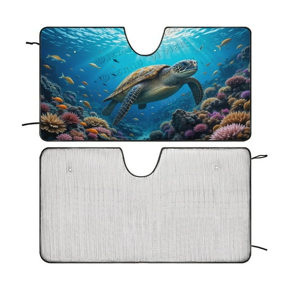 Sea Turtle Windshield Sunshade Car Sun Shade Protector for Small Car SUV Front Window 51"x28"