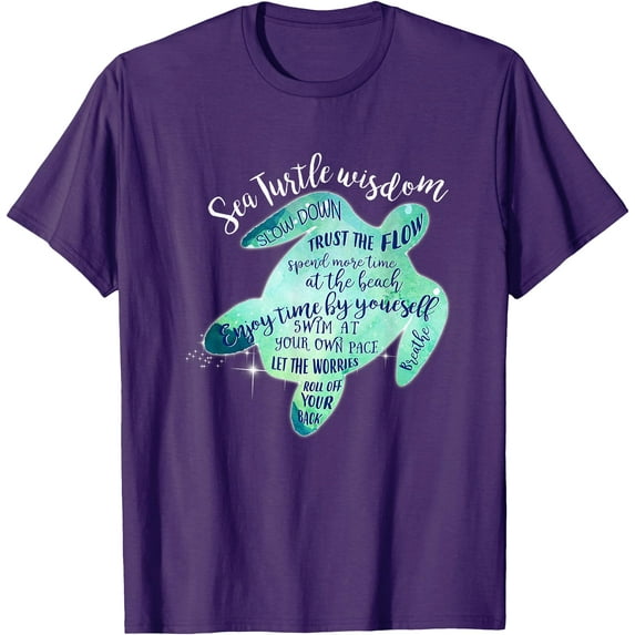 Sea Turtle Wisdom Beach Unisex T-Shirt for Men Women Kids Toddler,Purple Color,Size XL