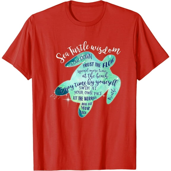 Sea Turtle Wisdom Beach Unisex T-Shirt for Men Women Kids Toddler,Red Color,Size 4T