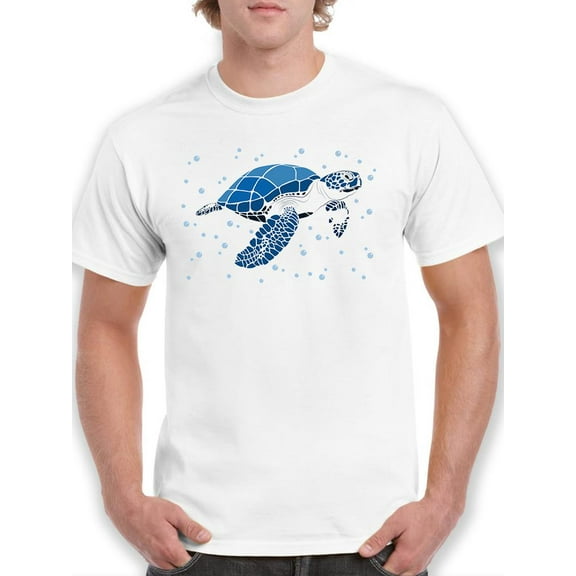 Sea Turtle With Bubbles Art T-Shirt Men -Image by Shutterstock, Male 5X-Large
