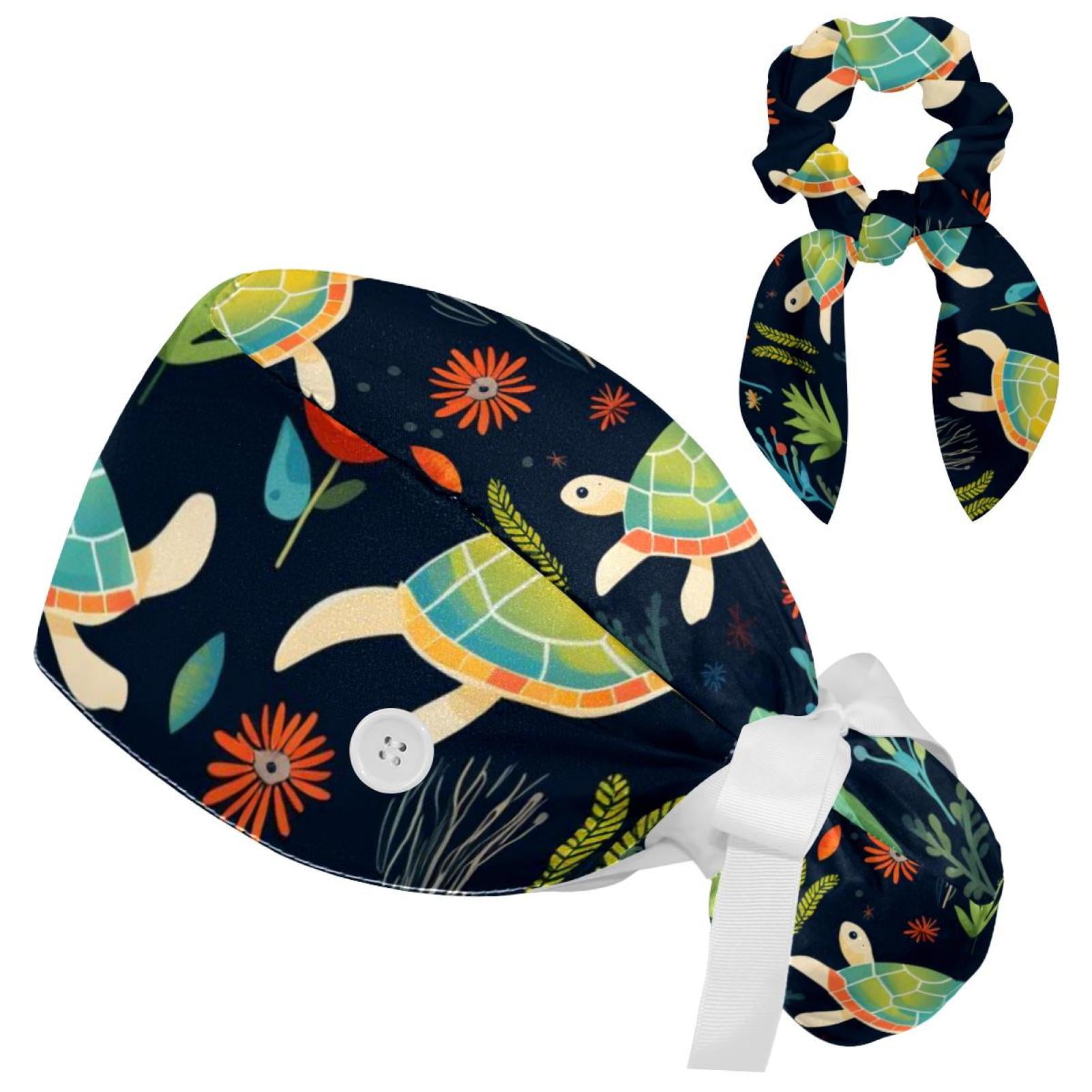 Adjustable Skulls & Pumpkins Surgical Scrub Cap - Ponytail Pouch, Buttons, Sweatband | Halloween Nurse Hat - View #2