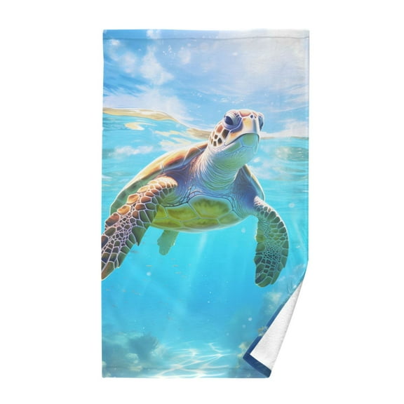 Sea Turtle and Sea Cotton Face Towels Absorbent Hand Towel Soft Bathroom Towel for Kitchen Hotel Decoration