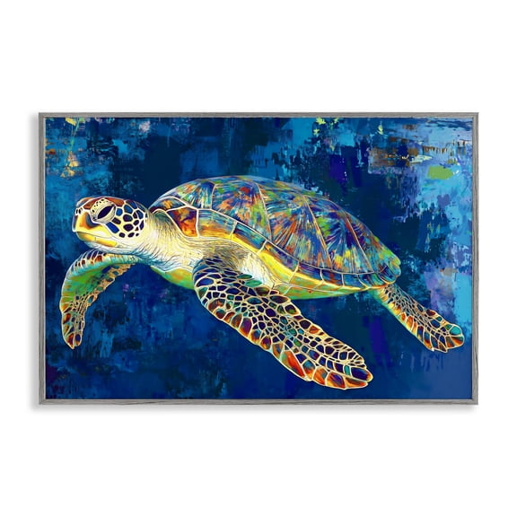 Stupell Industries Sea Turtle in Prismatic Colors Gray Framed Giclee Art, design by LSR Design Studio, 20 x 30