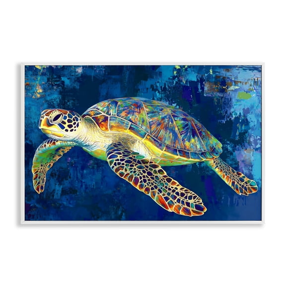 Stupell Industries Sea Turtle in Prismatic Colors White Framed Giclee Art, design by LSR Design Studio, 20 x 30