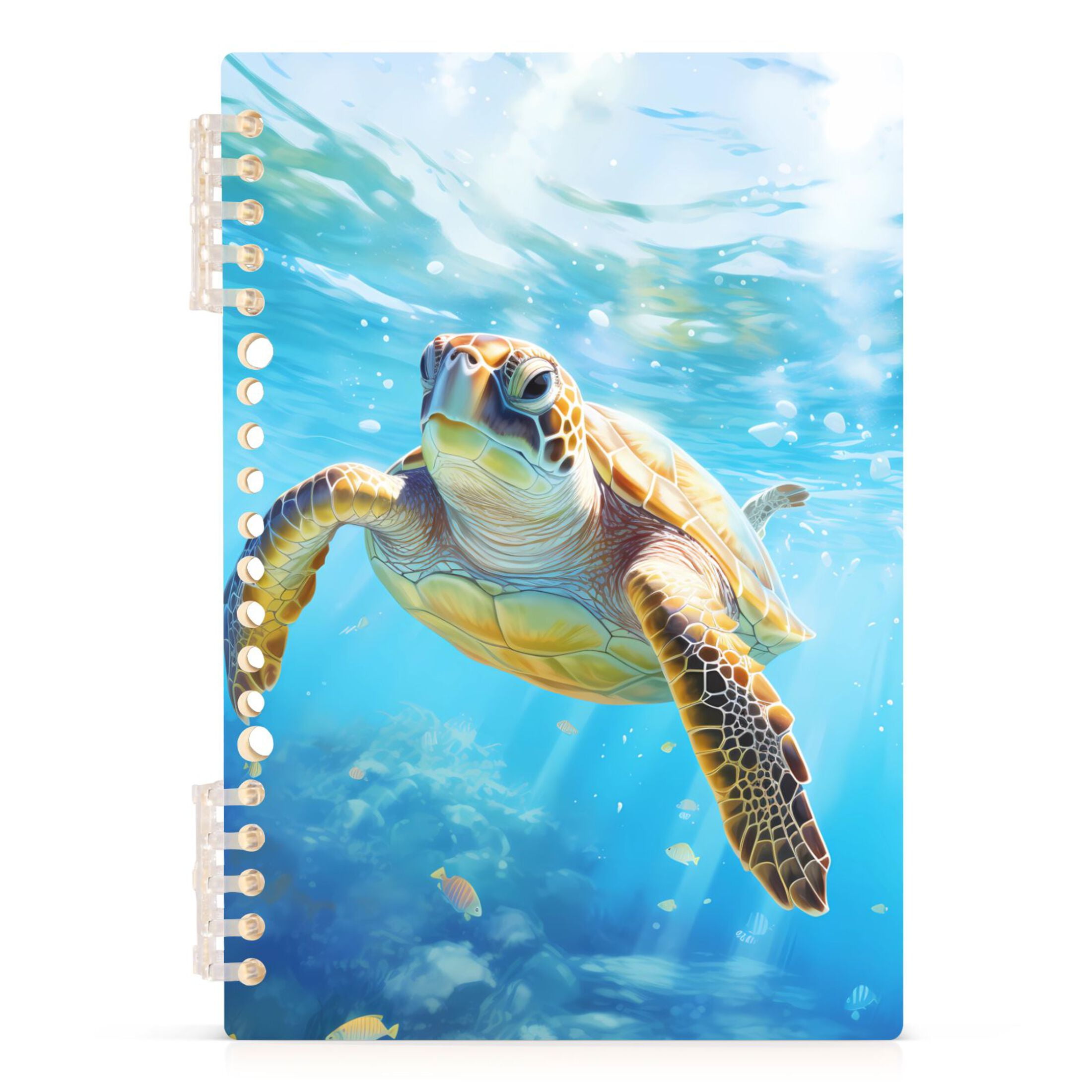 Turtle With Notebook Sea Turtle in Sea Swimming Spiral Journal Notebook College Ruled ...