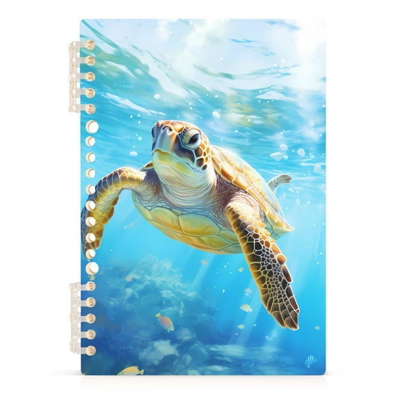 Sea Turtle in Sea Swimming Spiral Journal Notebook College Ruled Notebook 8.3" x 5.7" A5 Lined Thick Paper Page