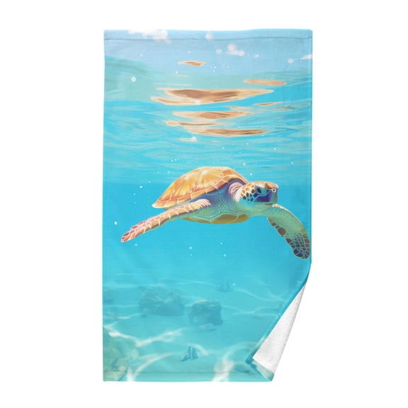 Sea Turtle in Sea View Cotton Face Towels Absorbent Hand Towel Soft Bathroom Towel for Kitchen Hotel Decoration