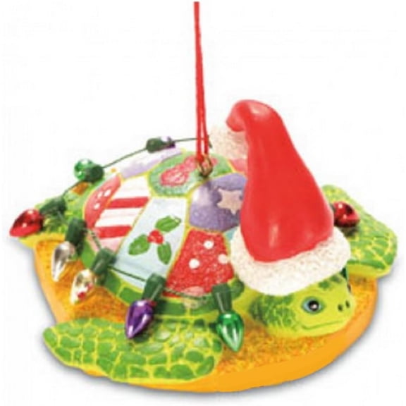 Sea Turtle with Faux Holiday Lights Hanging Christmas Ornament