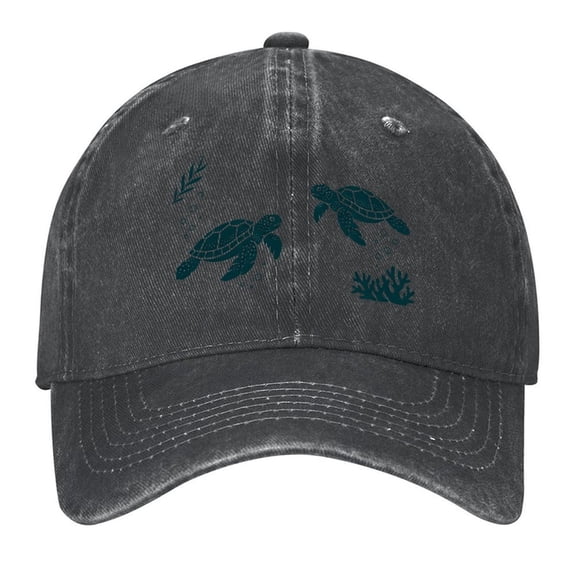 Sea Turtles Baseball Cap,Adjustable Denim Hat for Women Men Teachers Mom,Black