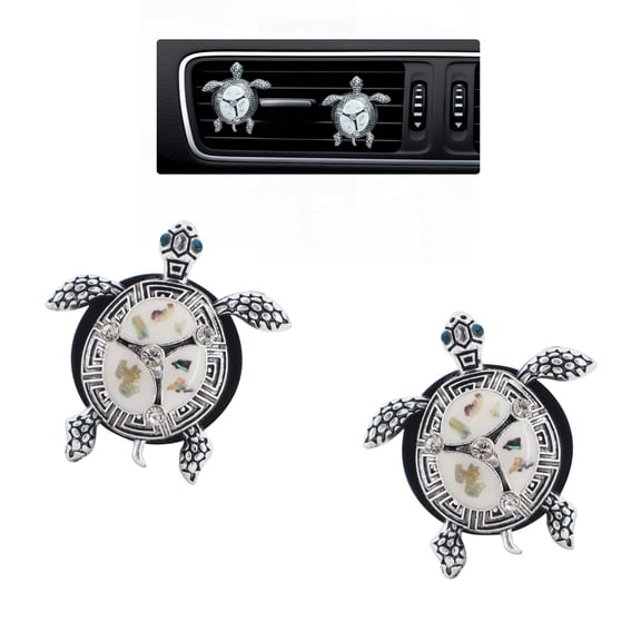 Sea Turtles Car Accessories,2pcs Turtle Air Vent Clips Car Air Fresheners,Glamorous White Silver Ocean Beach Themed Car Interior Decoration,Refillable Outlet Diffuser