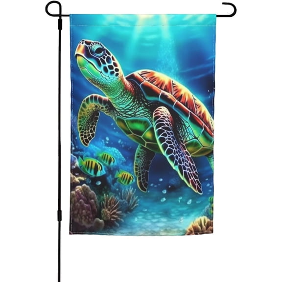 Sea Turtles Diamond Painting Garden Flag 12x18 in Indoor Outdoor Double Sided Flag Vivid Color and Fade proof - Small Yard Flags for Outside Holiday Banner Wall Art Hanging Poster