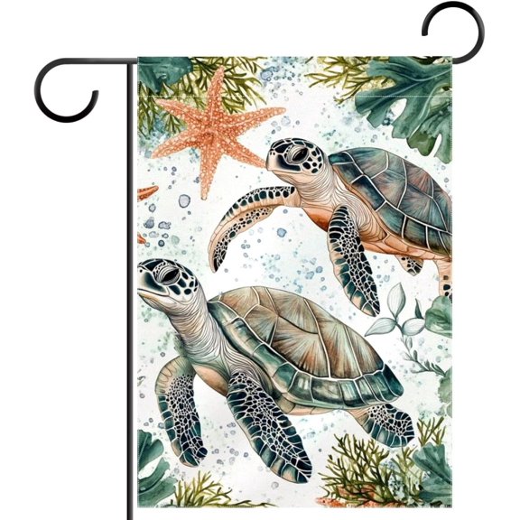 Sea Turtles Garden Flag 12x18 Inch Double Sided Outdoor Yard Porch Lawn Seasonal Holiday Decoration