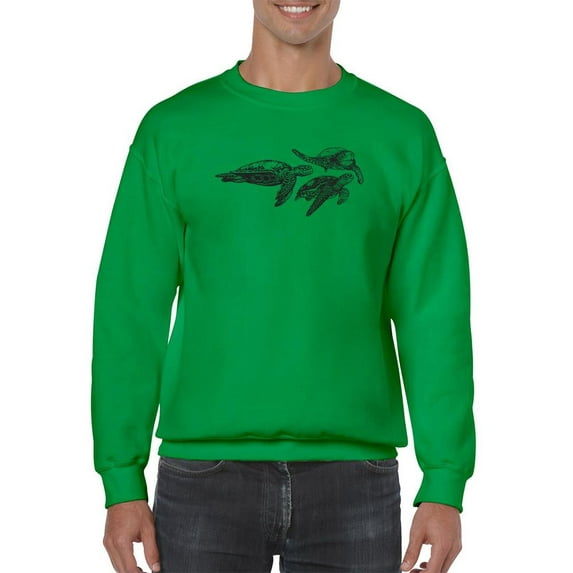 Sea Turtles Hand Drawn Sketch Sweatshirt Men -Image by Shutterstock, Male 5X-Large