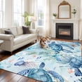 thumbnail image 1 of Sea Turtles Jellyfish Large Area Rugs 5x8 ft Corals Summer Nature Blue Washable Rug Non Slip Indoor Carpet Absorbent Floor Mat for Living Room Bedroom Dining Room, 1 of 9