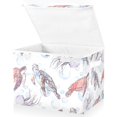 thumbnail image 1 of Sea Turtles Jellyfish Ocean Large Lidded Storage Bin Foldable Storage Boxes Cubes Baskets Lids with 2 Handles for Home Bedroom Office 16.5x12.6x11.8inch, 1 of 7