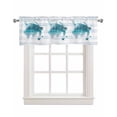 thumbnail image 1 of Sea Turtles Linen Curtain Valance for Bedroom/Bathroom/Kitchen/Office/Living/Dining Room Windows,Summer Beach Ocean Coastal Stripes Rod Pocket Topper Drapes Decorative Cafe Drapery Panel 42x12, 1 of 6