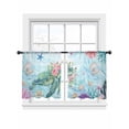 thumbnail image 1 of Sea Turtles Sheer Curtains 45 Inch Long 2 Panels, Pink Flower Shell Starfish Coral Ocean Watercolor Light Filtering Rod Pocket Curtains, Sheer Voile Drapes for Living Room Bedroom, 52"x45", 1 of 8