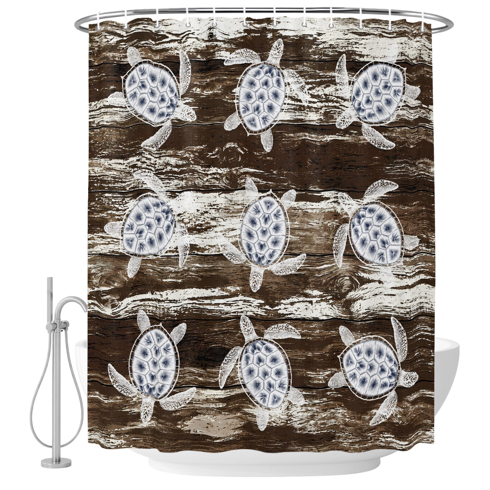 Sea Turtles Shower Curtain for Bathroom, Classic Rustic Marine Ocean ...