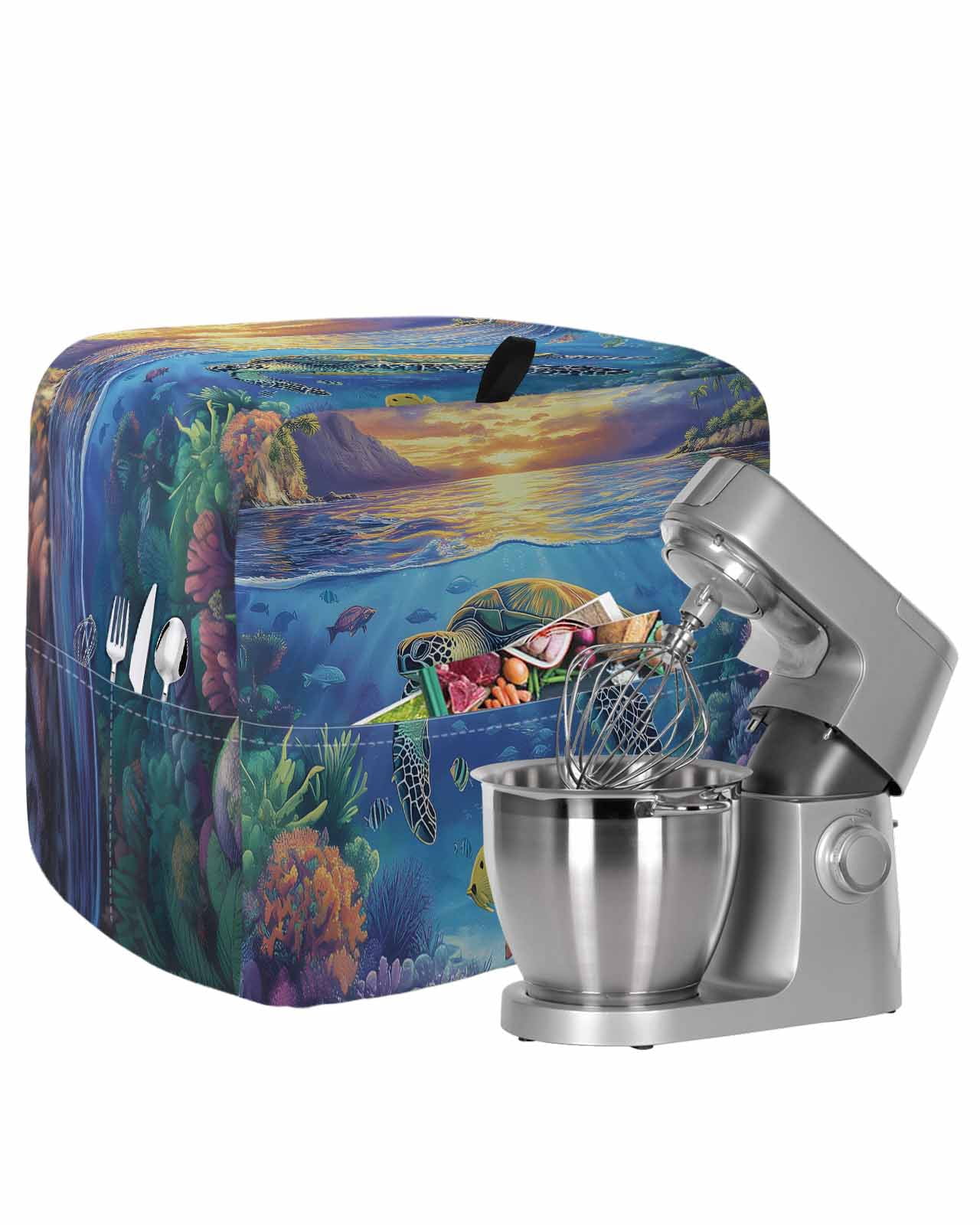 Turtle Kitchen Accessory Sea Turtles Stand Mixer Dust Cover with Storage Pocket & Handles ...