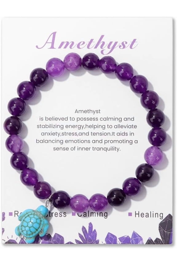 Sea Turtles Stress Relief Anxiety Yoga Bracelet,Healing Crystal Stone Mantra Bracelets for Women Inspirational Bohemian Natural Beaded Birthday Holiday Beach Gifts