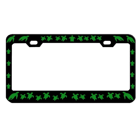 Sea Turtles Style Metal License Plate Frame Personalized/Car Accessories Car Tag Holder Cover (Black/Green)