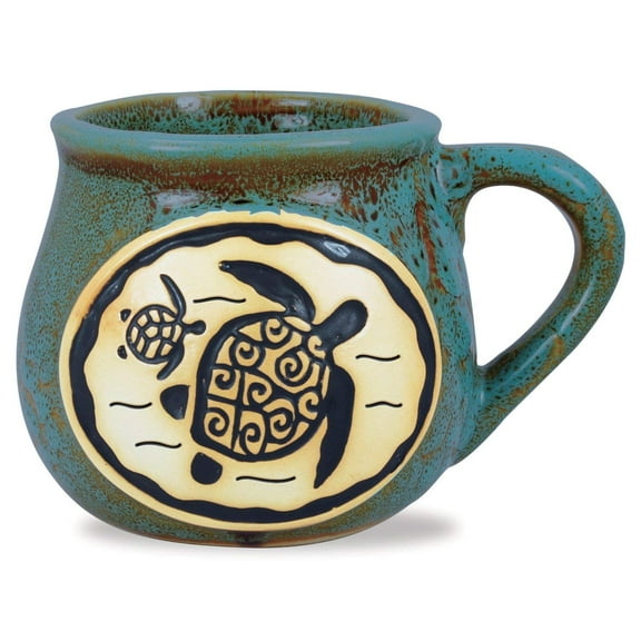 Sea Turtles Swimming Bean Pot Blue Stoneware Mug