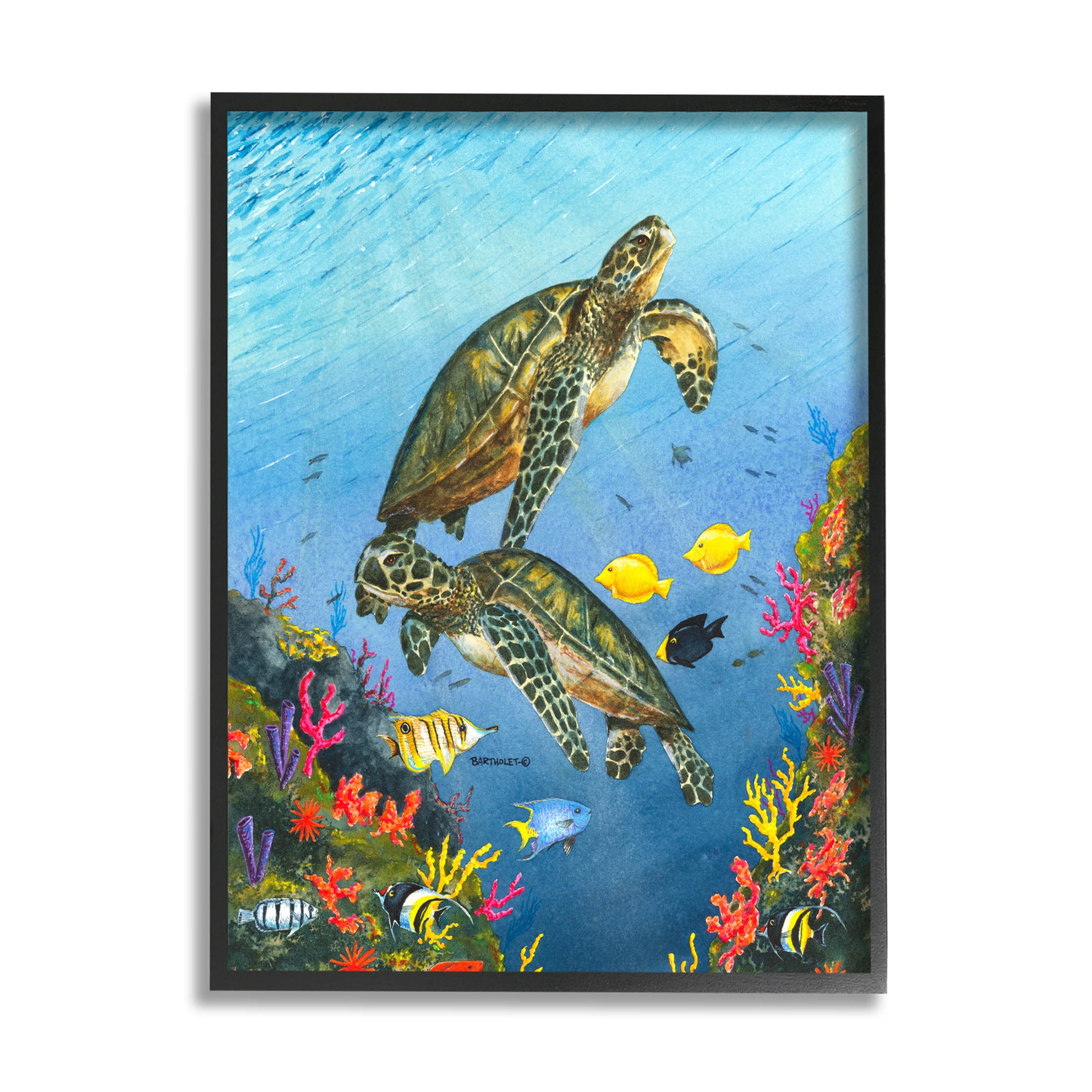 Free Shipping! Stupell Industries Sea Turtles Swimming Underwater