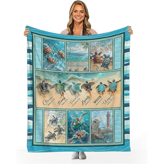 Sea Turtles Throw Blanket Religious Ocean Turtle Throw Blanket Super Soft Cozy and Plush Warm Flannel Bedding Blanket Gift for Couch Sofa Travel 50x40 Inch