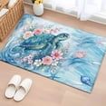 thumbnail image 1 of Sea Turtles Washable Small Entryway Area Rugs 2'x3', Pink Flower Shell Starfish Ocean Life Watercolor Low Pile Throw Rug Non-Slip Sturdy Edge Binding Carpet for Front Door Floor Room Entry, 1 of 9