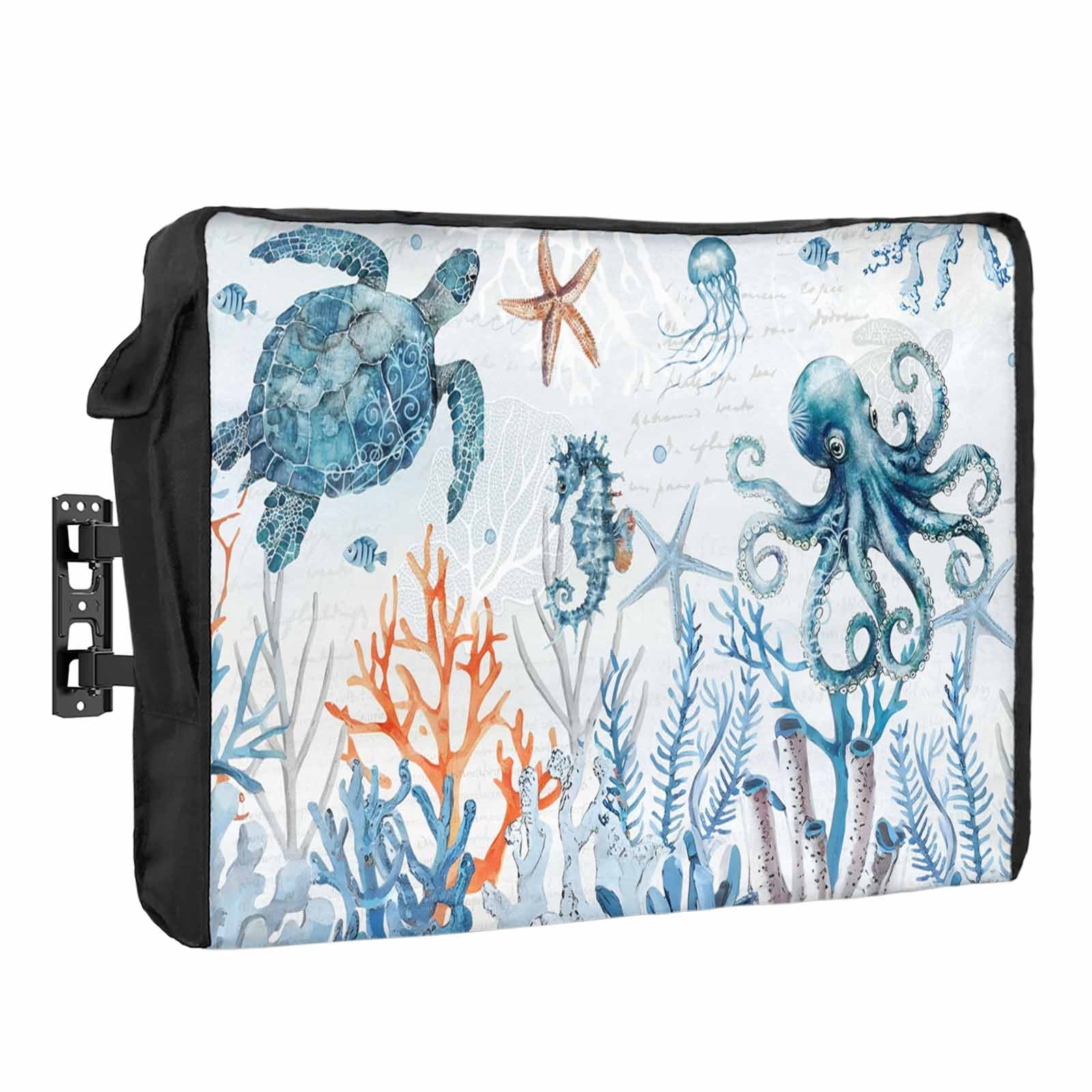 Sea Turtles Waterproof Outdoor TV Cover, Corals Ocean Shell Starfish ...
