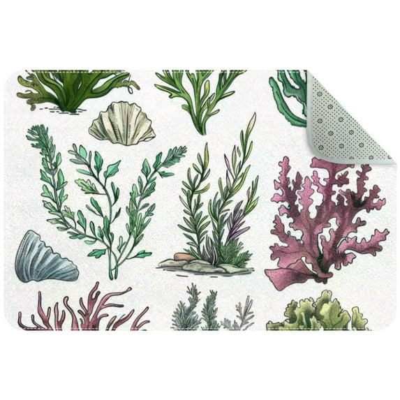 Sea Underwater Plants Ocean Coral Pattern Entryway Rug, 2x3 Area Rug Indoor Door Mat Non-slip Washable Floor Carpet Rug for Bedroom Office Dining Room Bathroom