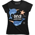 thumbnail image 1 of Sea Unicorns Narwhal Funny Nautical Whale Boat Women's T-Shirt, 1 of 4