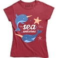 thumbnail image 1 of Sea Unicorns Narwhal Funny Nautical Whale Boat Women's T-Shirt, 1 of 4