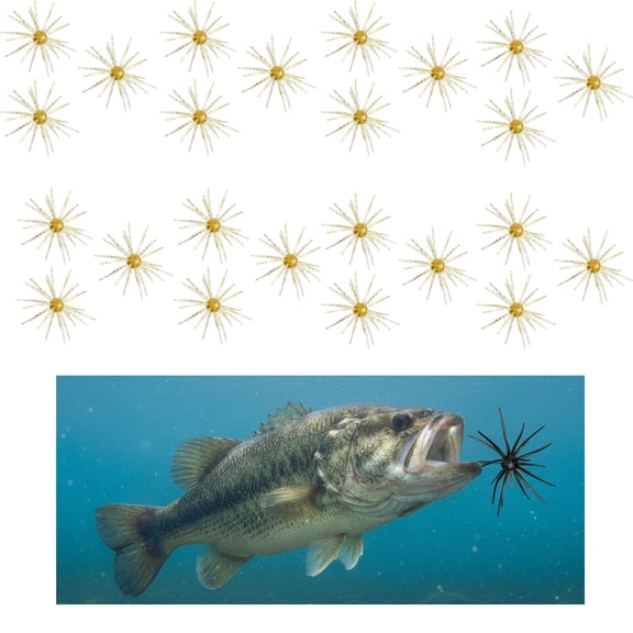 Sea Urchin Bait, Fuzzy Baits for Bass Fishing, Floating TPR Swimbait with Reflective Stars,Tentacle Creature Lure, Sea Urchin Bait Soft Plastic Baits, Wacky/Neko Rig and Finesse, Slow Sinking