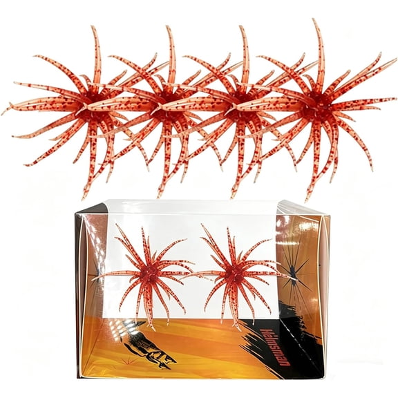 Sea Urchin Soft Bait 4Pcs, Realistic Fuzzy Dice Fishing Lure, Floating TPR Swimbait with Reflective Stars, Plastic Baits for Bass Fishing,Drop Shot,Wacky Rig/Neko Rig & Finesse,Slow Sinking