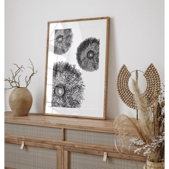 Sea Urchin Wall Art, Modern Beach Art, Beach , Nautical Wall Art, Sea Shell Prints, Black and white, Beach Decor, Poster Decor, Size 8x12 UNFFRAMED F03.1.8l102